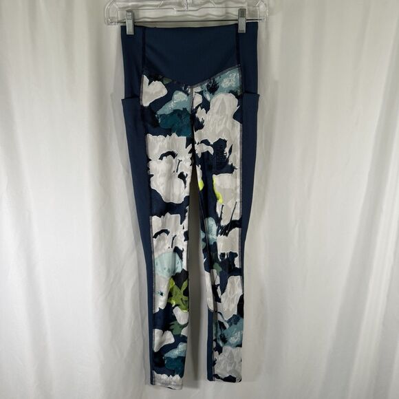 The North Face Leggings Women's Small Blue Floral Pull On Stretchy UPF 40 - Picture 1 of 14
